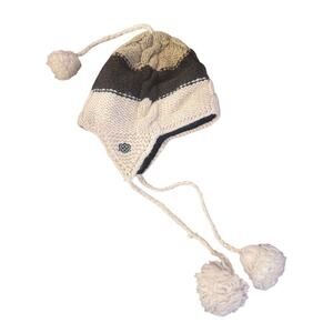 Sherpa Lined Knit Earflap Hat Pom Tassels Winter Boho Ski Beanie One Size